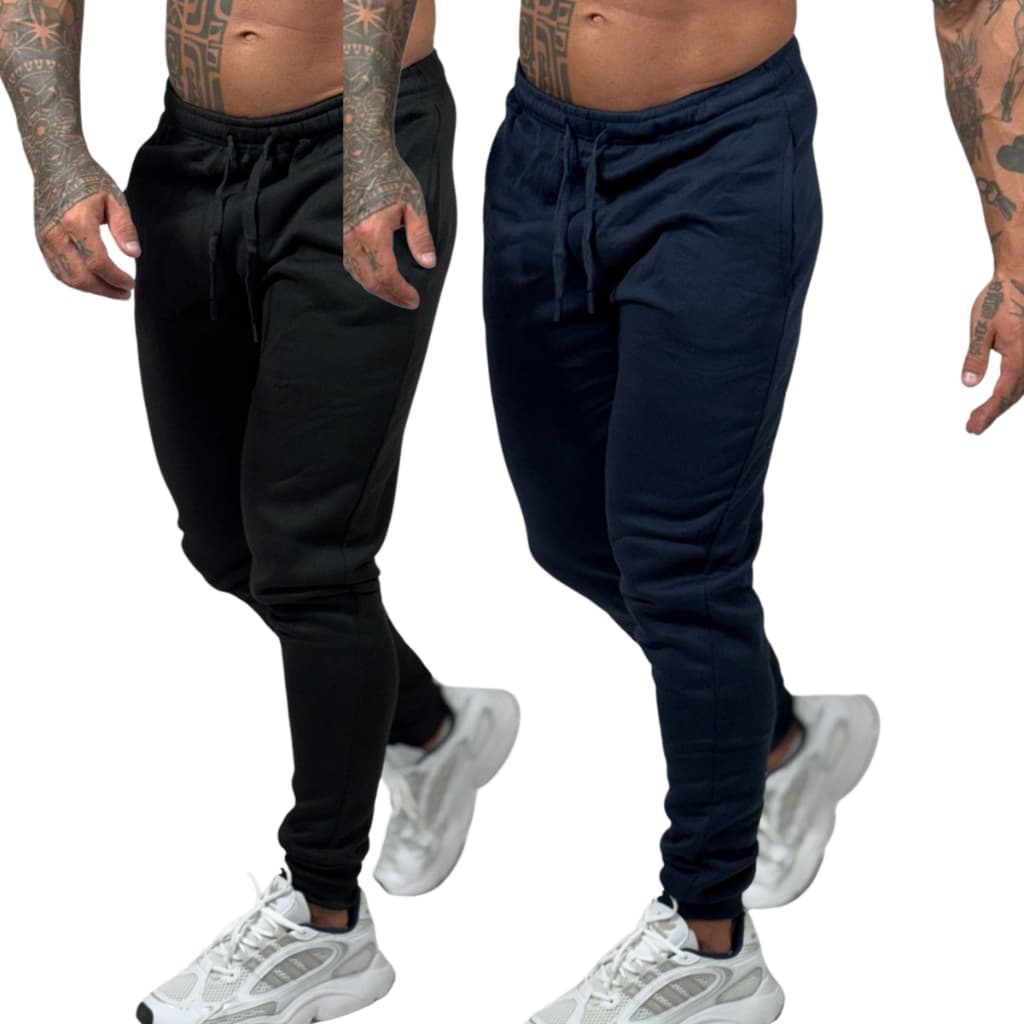 Kit 2 Calça Moletom Peluciado Inverno Punho Estilo Jogger