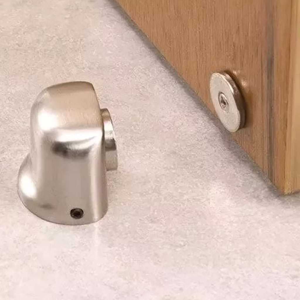 Trava Porta Magnetico Fixador Com Amortecedor e Imã para Quarto Sala Cozinha em Inox