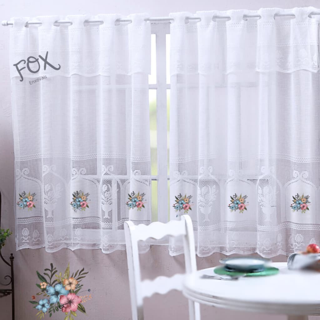 Nova Cortina Moderna de alta Qualidade de renda Estampada 2,50m x 1,20m 100% Poliester