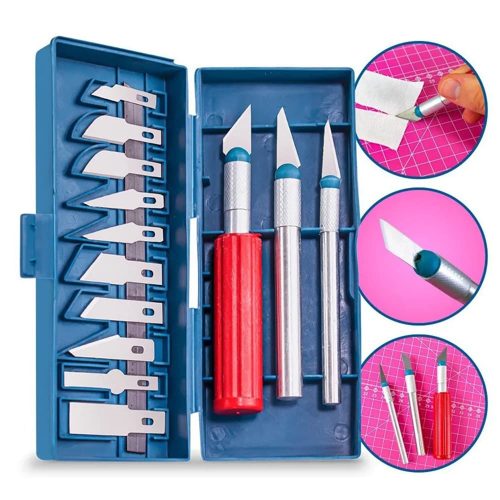 Kit Estilete Bisturi de Precisão 16 Peças Tipo Bisturi com Estojo Magnético Artesanato Artesão