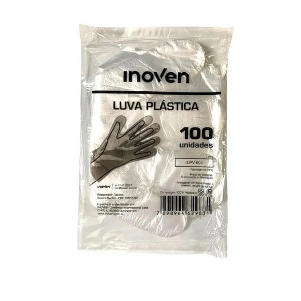 1000 Unid Luva Plastica Não Esteril Transparente Tamanho Unico Kit Com 10 Pacotes Com 100 Unidades