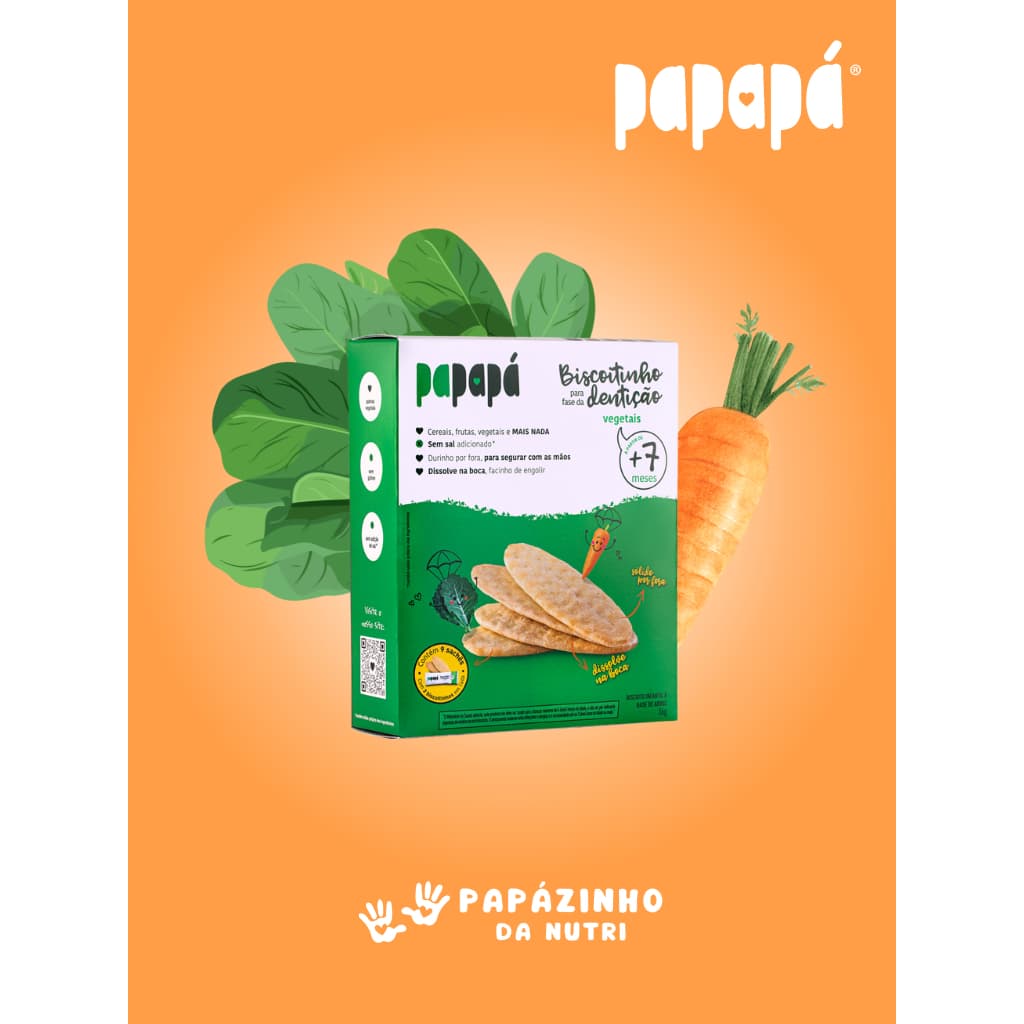Biscoito Infantil para Fase da Dentição Vegetais Papapá 36g