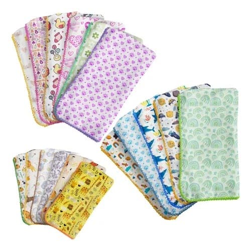 5 Fraldas De Pano Grande Estampadas Com Crochê - Promoção - 100% Algodão