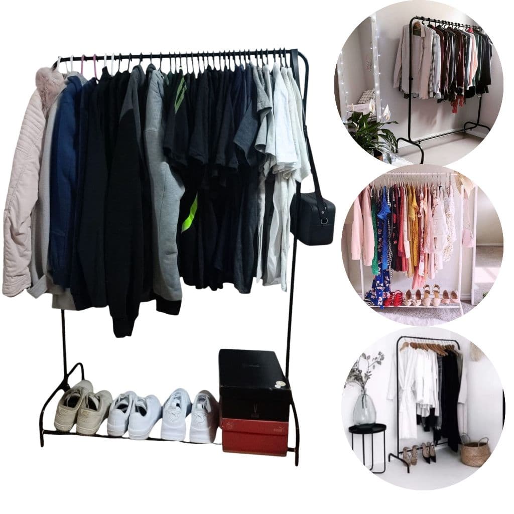 CABIDEIRO ARARA DE ROUPAS DE CHÃO COM SAPATERIA DE CHÃO DE AÇO CARBONO 20KG LOJA, QUARTO PORTATIL