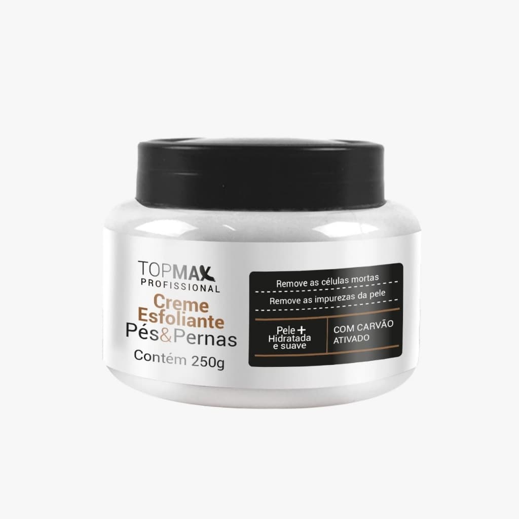 CREME ESFOLIANTE PERNAS & PES CARVAO ATIVADO TOPMAX PROFISSIONAL 250G