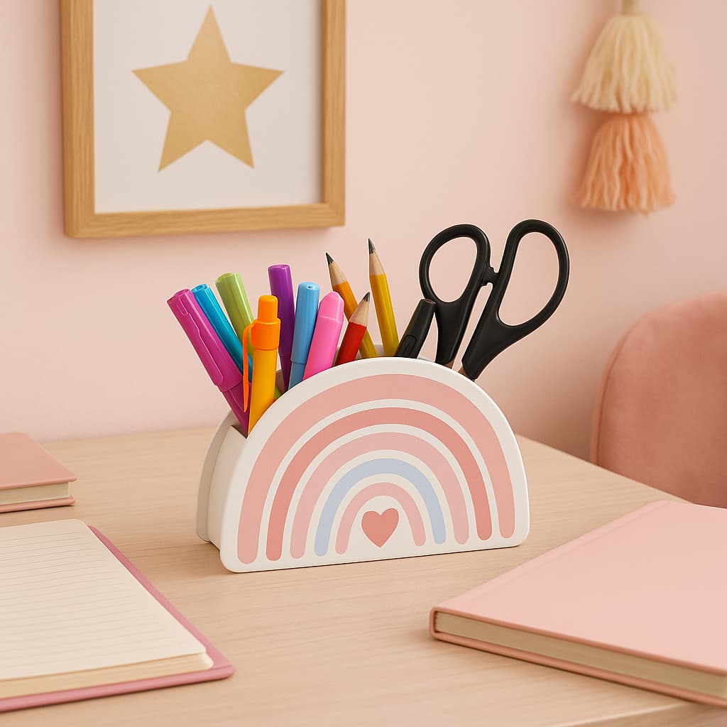 Porta Lápis Canetas E Acessórios Arco Íris - Geguton