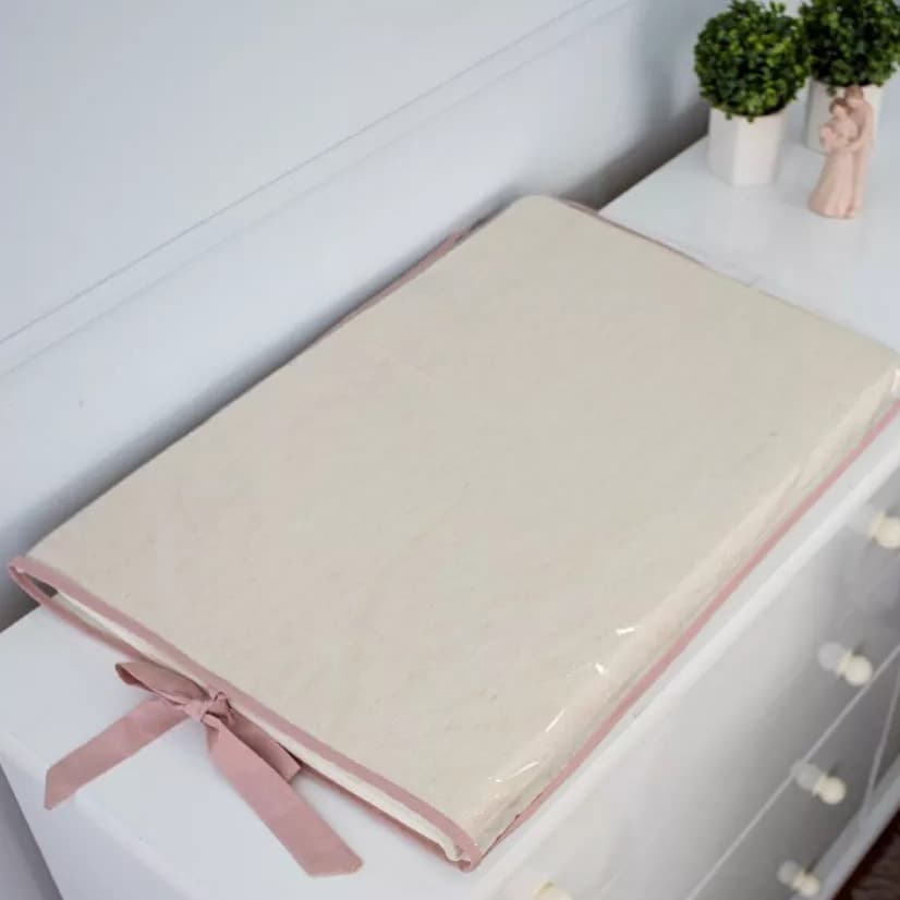 Trocador Americano para Cômoda  Fraldas Luxo em linho com capa plástica