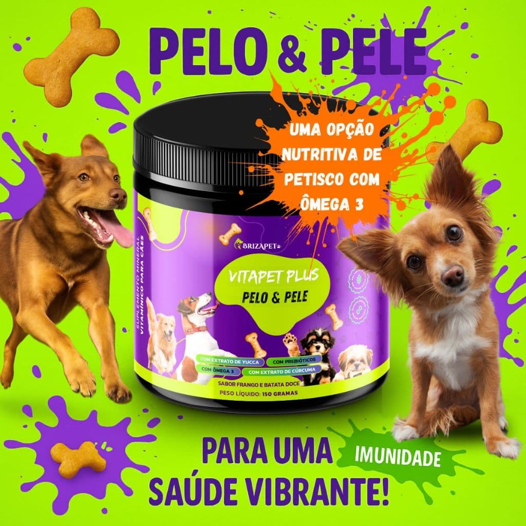 VitaPet Plus Petisco em Vitaminas/Suplemento Multifuncional para cães Anti-coceira + Omega 3