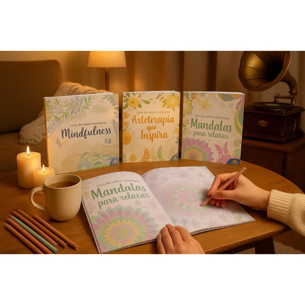 Livro de Colorir Antiestresse para Adultos - Arte Terapia, Relaxamento e Bem-Estar