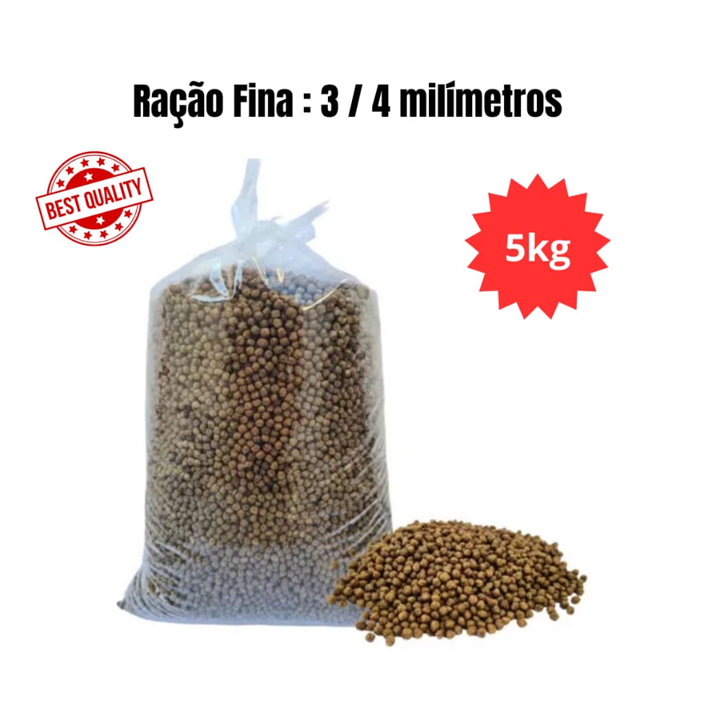 5kg Ração Peixe Fina 3/4mm Engorda/Crescimento - Tilápia, Carpa - Alevinos INICIAL 36% Proteína