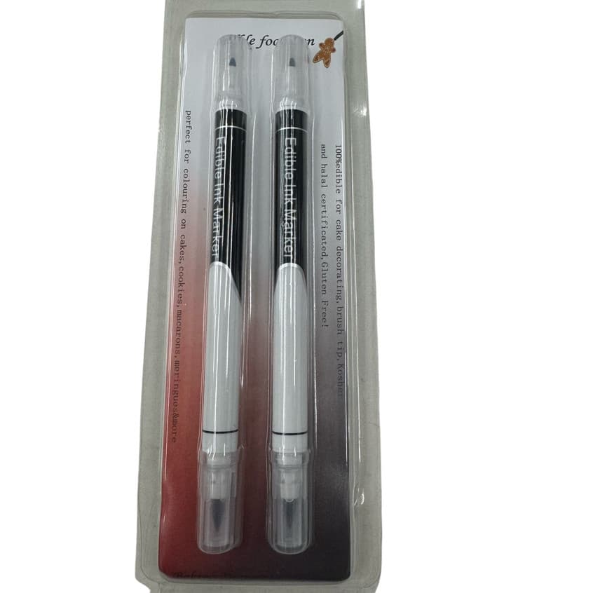 Kit c/2 Caneta de Tinta Alimenticia Comestivel Preto Ponta Dupla