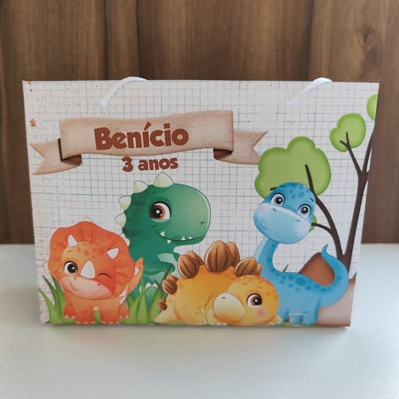 Sacolinha Personalizada Dinossauro - Pegue e Monte