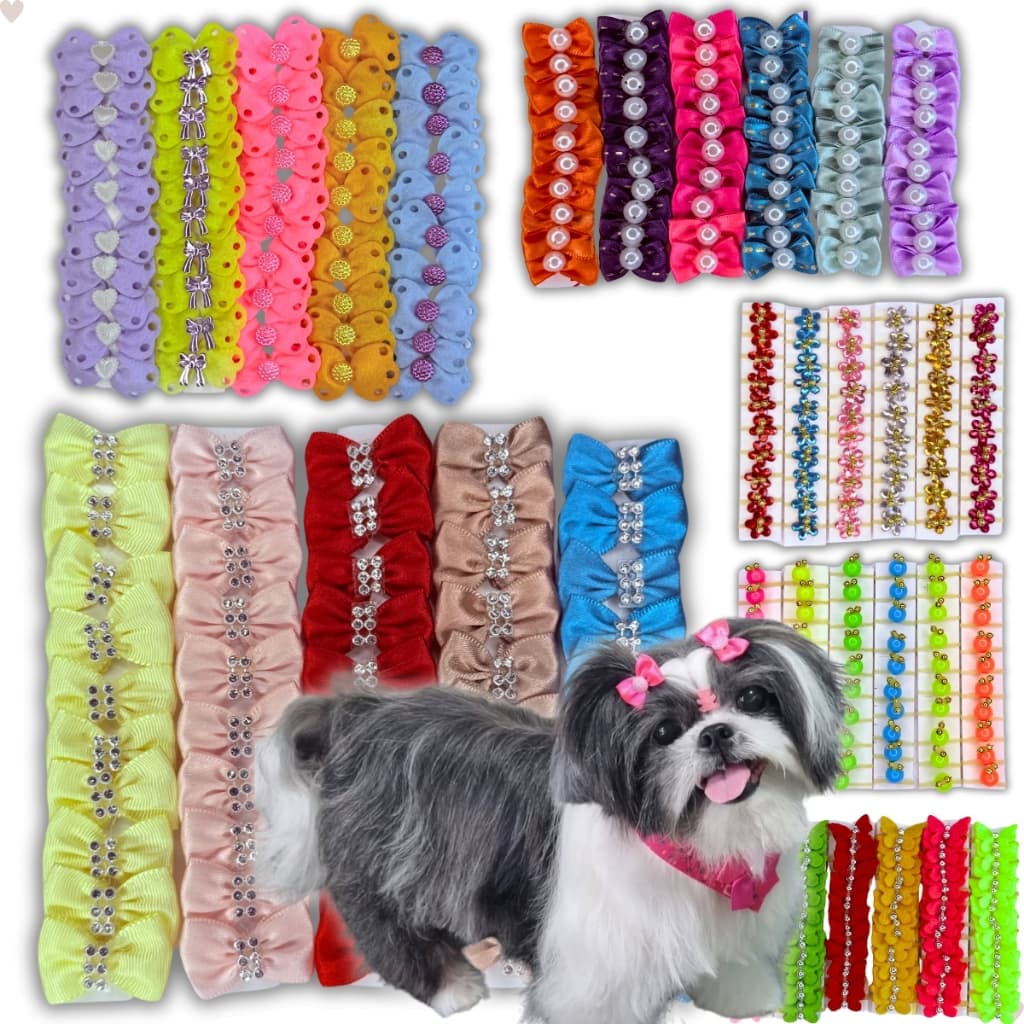 400 Laços Pet Premium Atacado Lacinhos P/ Cães Petshop Tamanho P M G
