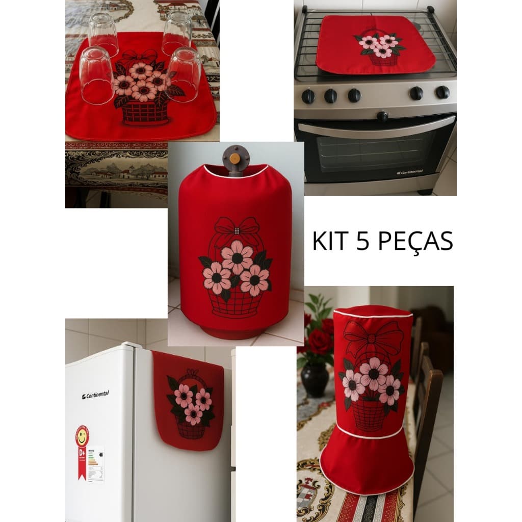 Kit Jogo De Cozinha Com 5 Peças Em Oxford estampados