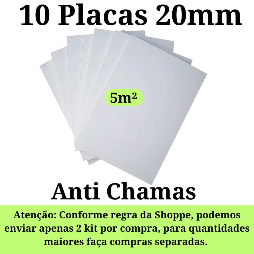 Kit 10 Placas de Isopor Forro Antichamas Isolamento Térmico 1000x500x20mm ( 2cm )