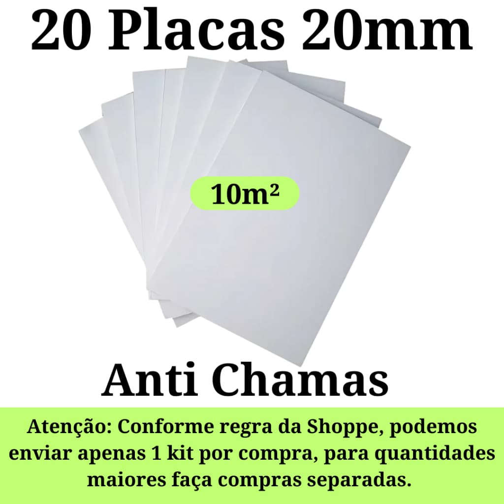 Kit 20 Placas de Isopor Forro Antichamas Isolamento Térmico  1000x500x20mm ( 2 cm )