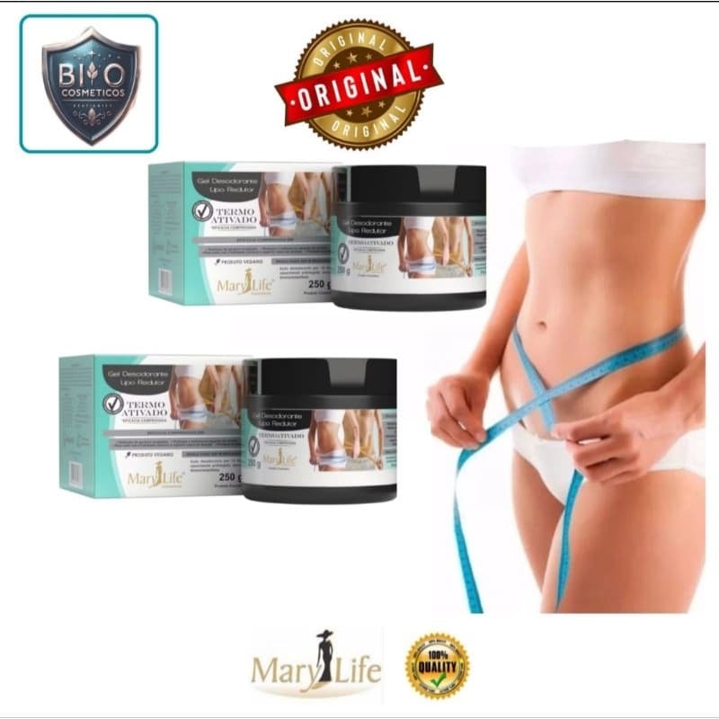 kit 2 Gel Lipo Redutor Termo Ativado 250gr - Mary Life