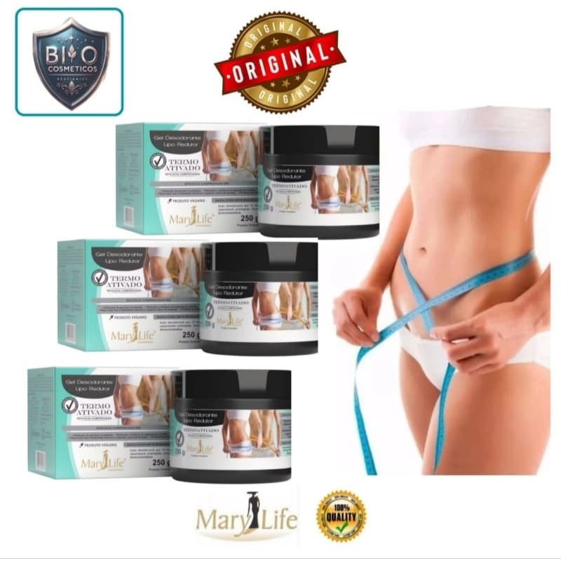 kit 3 Gel Lipo Redutor Termo Ativado 250gr - Mary Life
