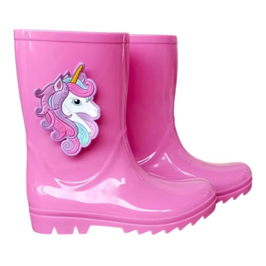 Galocha Bota Unicórnio de Chuva Menina, Impermeável Juvenil Infantil Antiderrapante Confortável Leve Estilosa