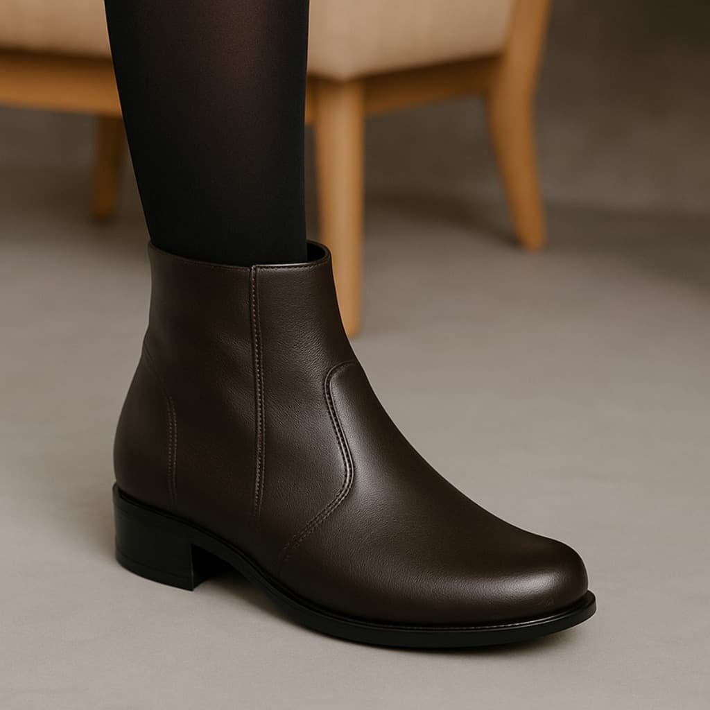 Bota Feminina Preta com Zíper Lateral  Estiloso e Versátil Solado em Borracha Confort