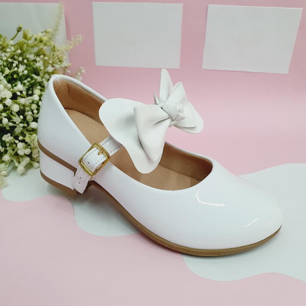 Sapatilha Infantil Menina Saltinho Com Laço Nó Boneca Salto Baixo Festa Moda Blogueira Confort