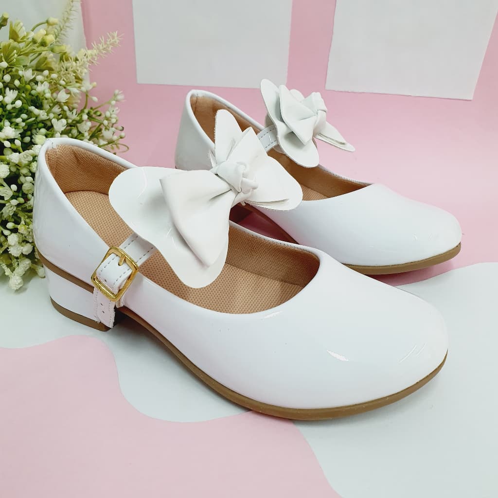 Sapatilha Infantil Menina Saltinho Com Laço Nó Boneca Salto Baixo Festa Moda Blogueira Confort