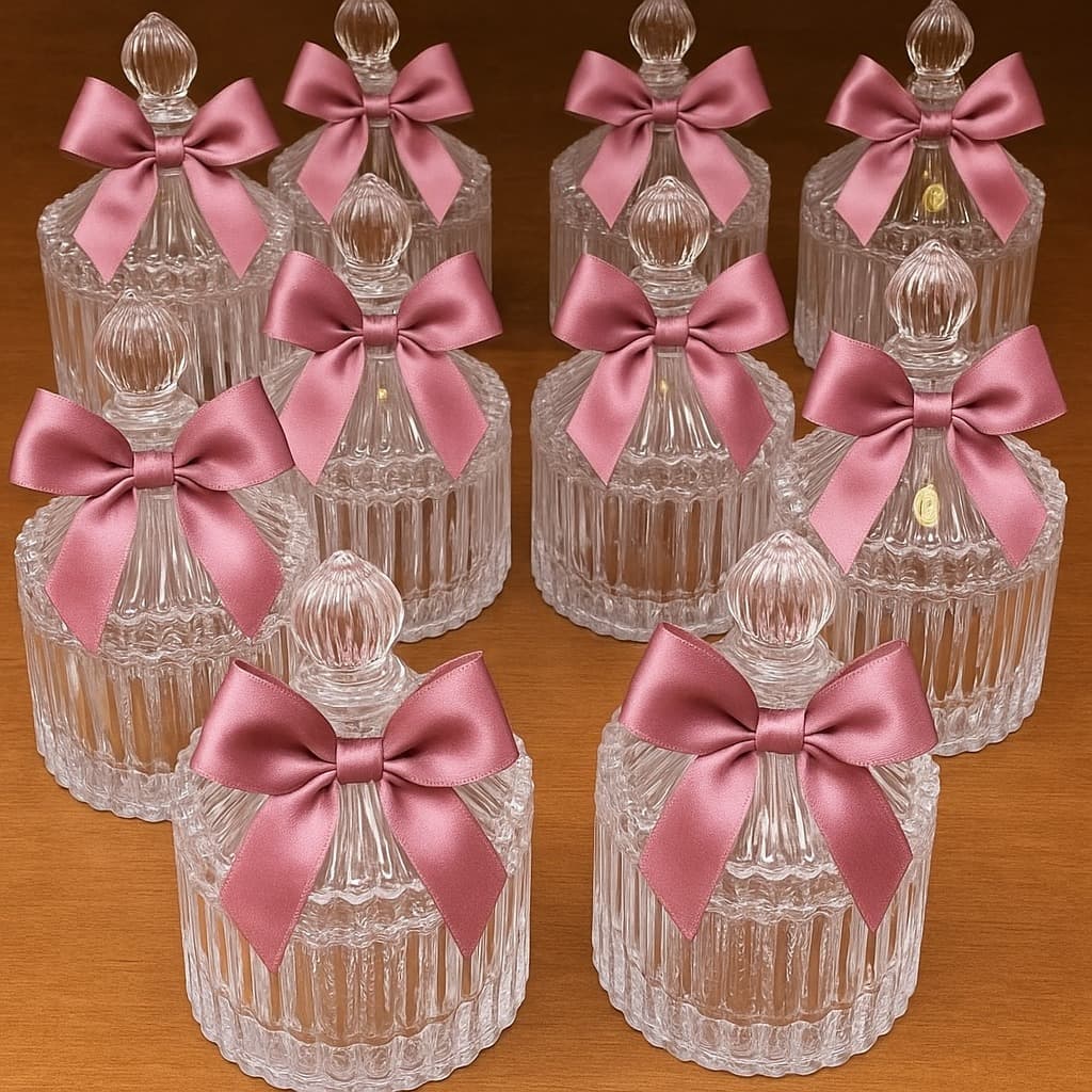 50 Laços para Mini Bomboniere Lembrancinha Vidro Bomboniere Baleiro Vidro Acrílico Cristal Laço