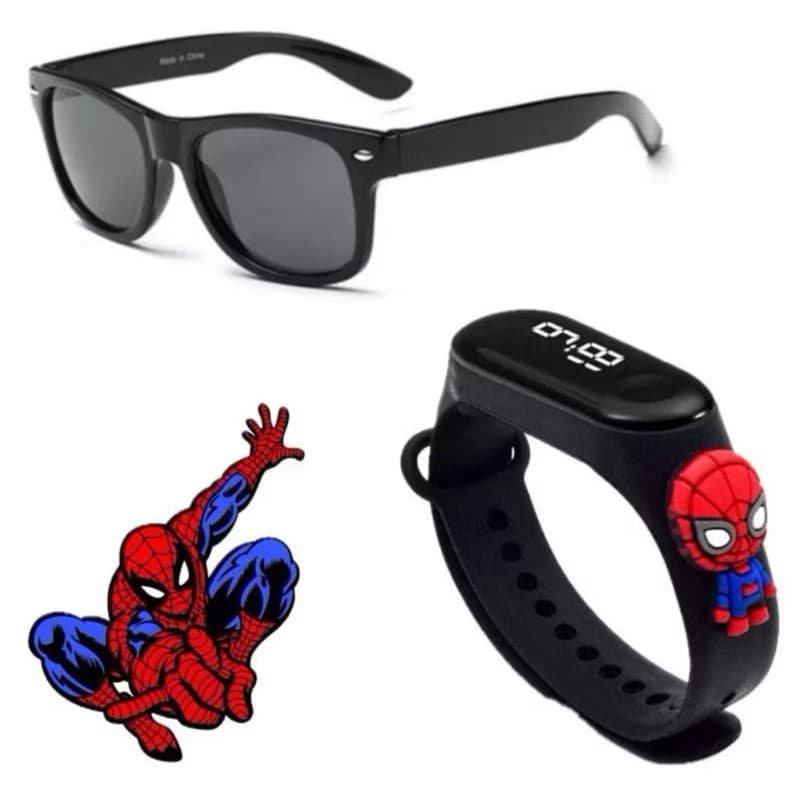 Kit Infantil Óculos Relógio/Super Heróis Homem Aranha Homem de Ferro Hulk Stitch Menino Menina kit óculos + relógio
