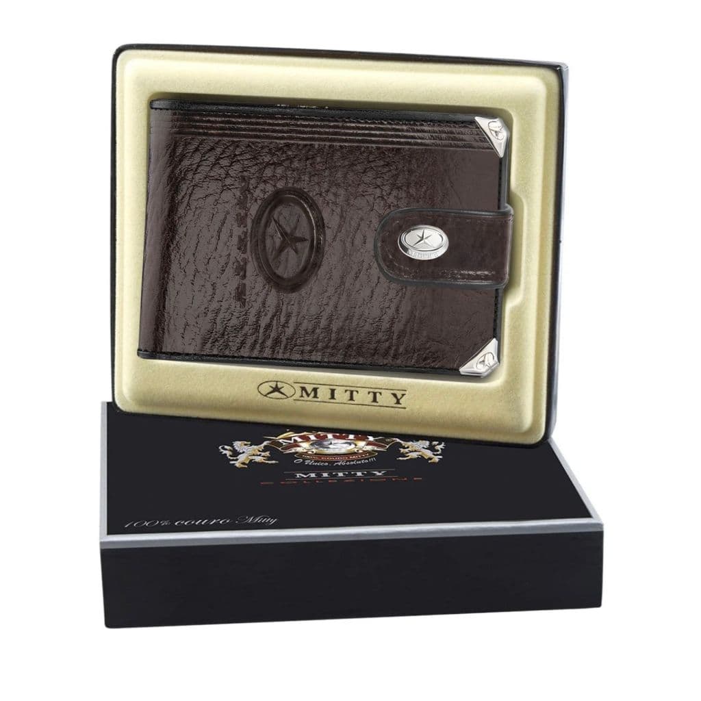 Carteira Mitty Em Couro 100% Legitimo Grande C/porta Cheque C/Fecho - M2F