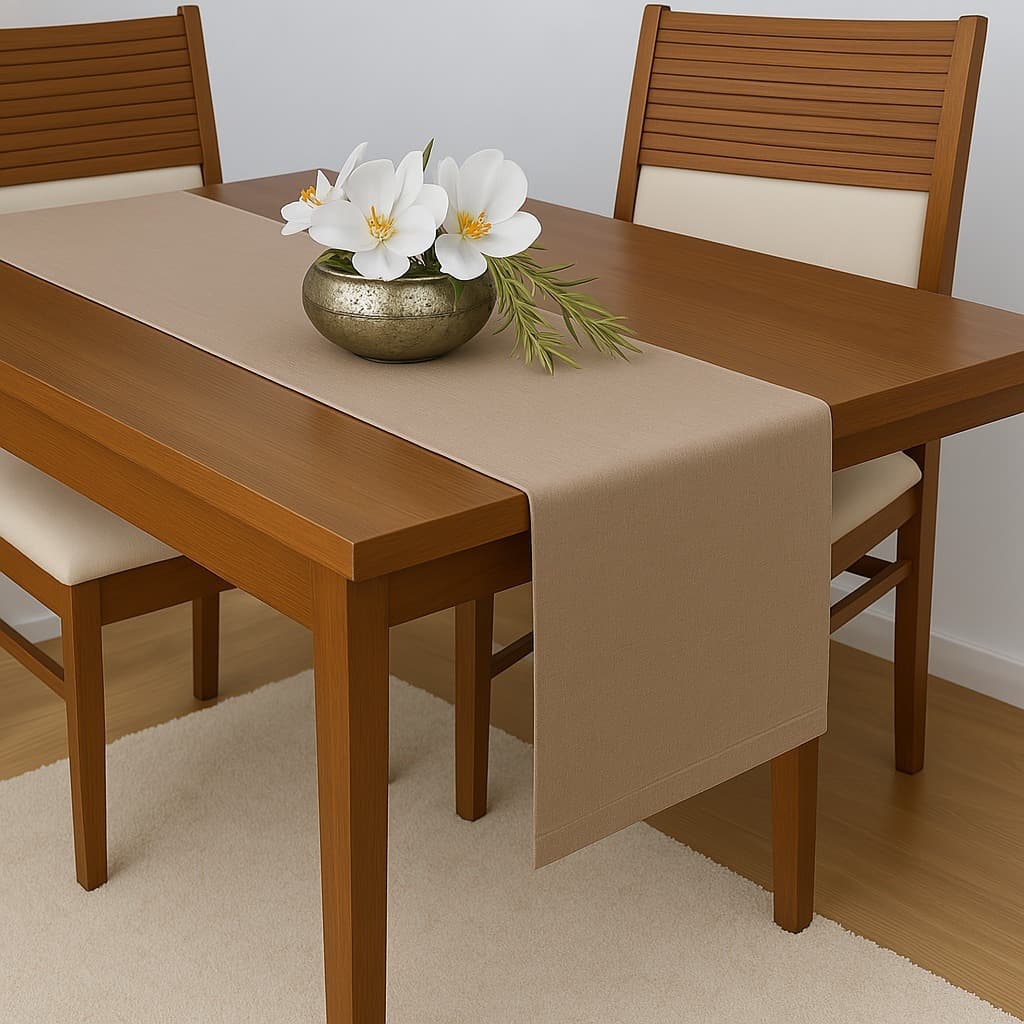 Trilho Caminho De Mesa 6 Lugares De Linho Tecido Rústico Minimalista