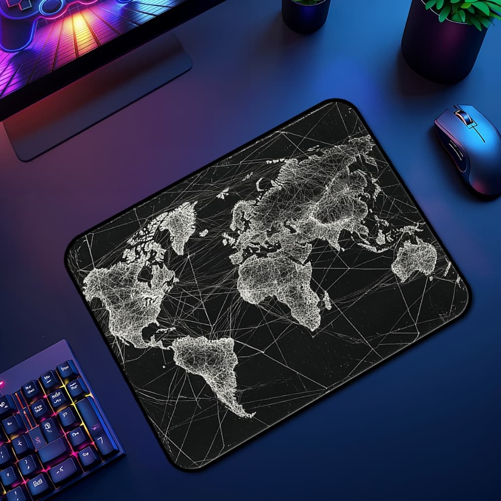Mouse Pad Mapa Mundi Quadrado Antiderrapante 24x26 Cm Premium Anime Borda Costurada