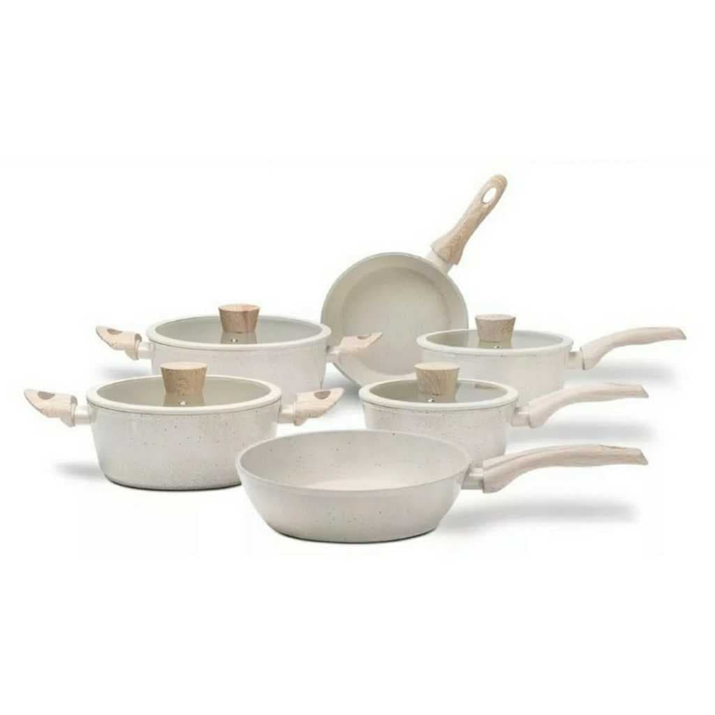 Jogo de Panelas Brinox Antiaderente Ceramic Life Sirius Vanilla - 6 Peças com Indução