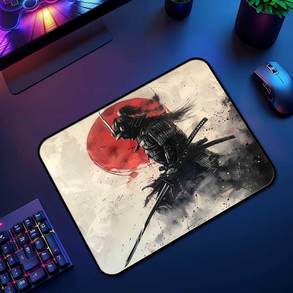 Mouse Pad Samurai Quadrado Antiderrapante 24x26 Cm Premium Anime Borda Costurada Q275