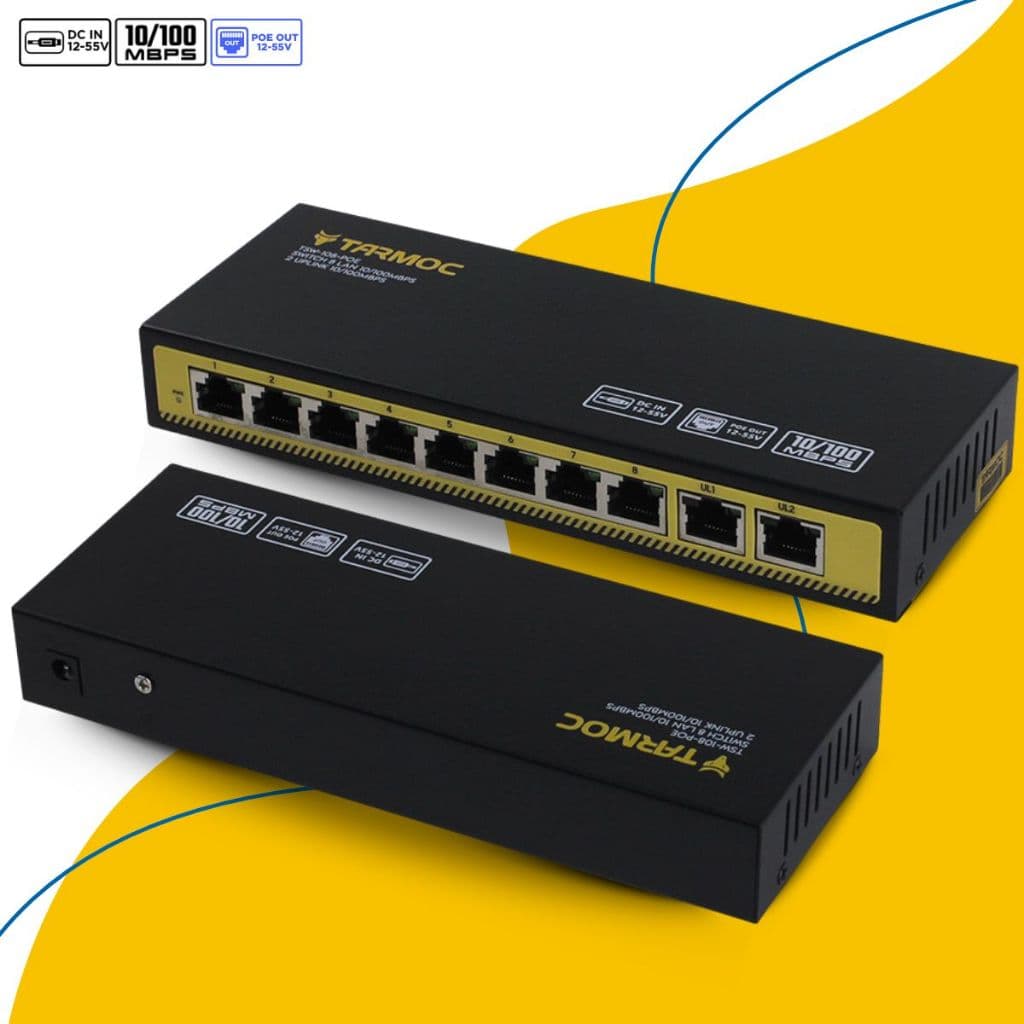SWITCH POE POWER OVER ETHERNET FIBRA ÓPTICA TARMOC 10/100 Mbps TSW-108-POE