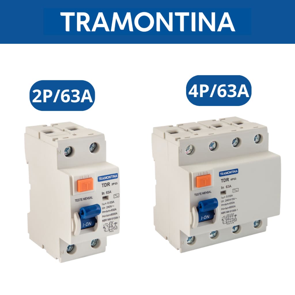 Interruptor DR Diferencial Residual TDR 2P / 4P - 40A ou 63A 30mA 6KA TRAMONTINA