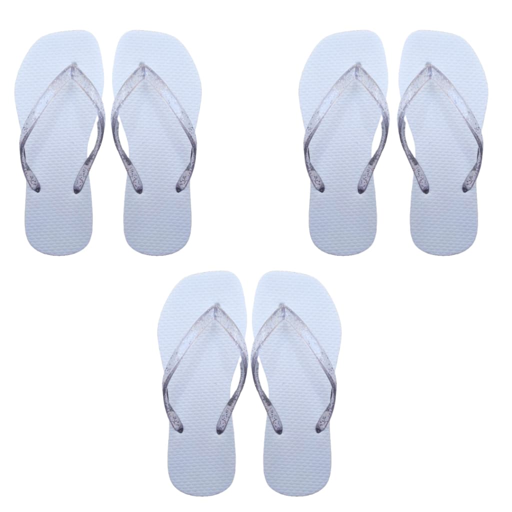 Kit 20 Pares Chinelo Feminino Correia de Glitter Bico Quadrado