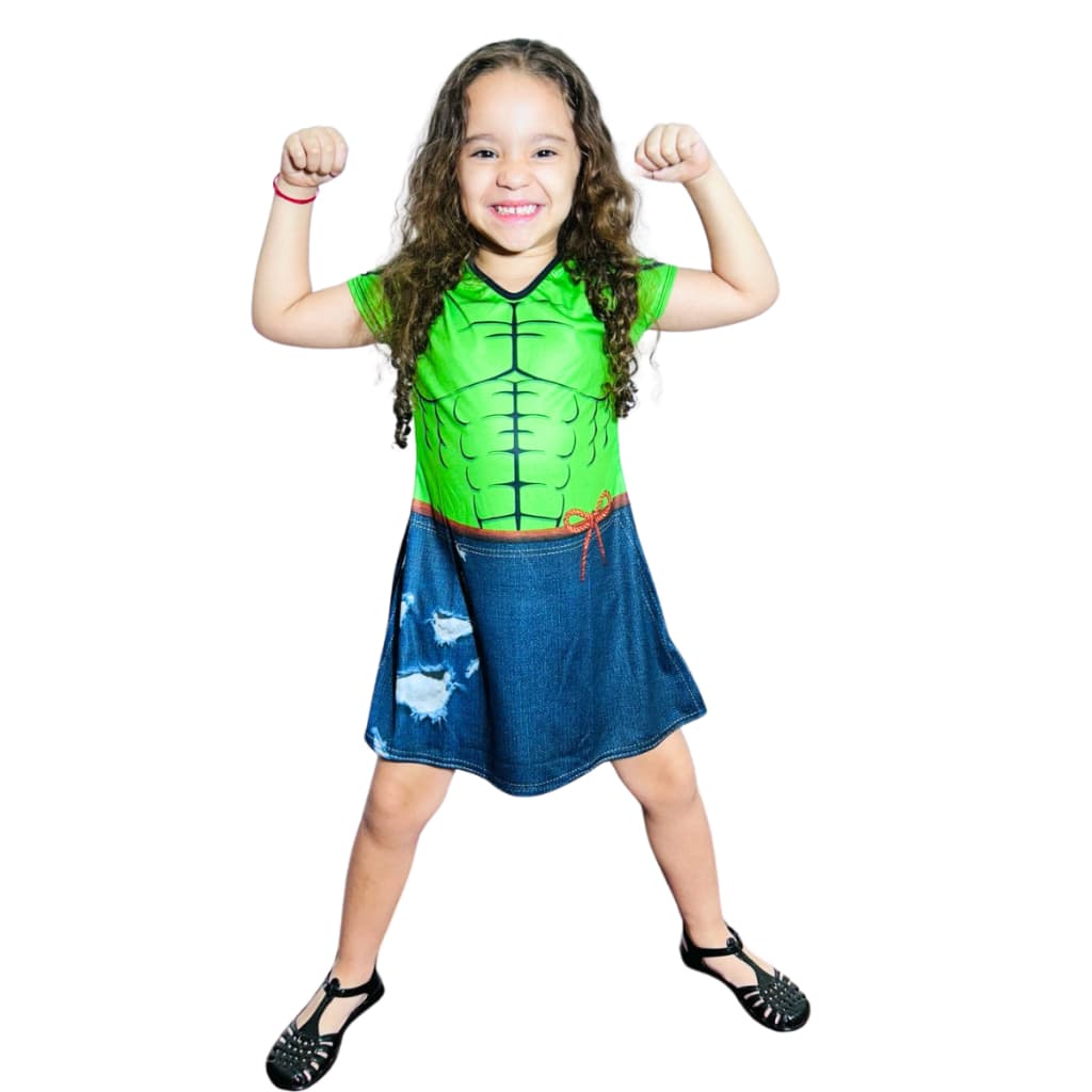 Fantasia Infantil Roupa Vestido Mulher Hulk Festas