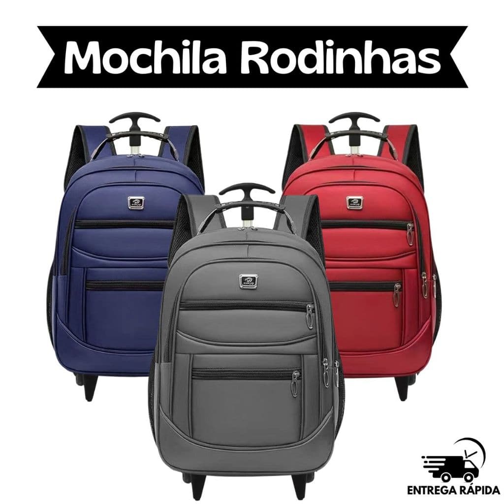 Mochila Com Rodinhas para Viagem Cabo de Aço Reforçado Resistente - Cores