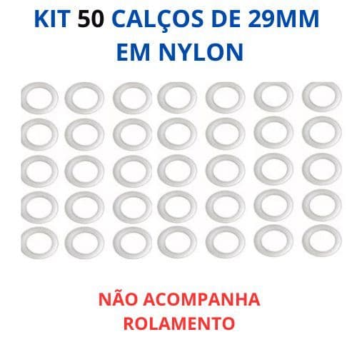 KIT com 50 CALÇOS 29mm para Rolamento 608