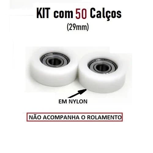 KIT 100 CALÇOS DE 29MM EM NYLON