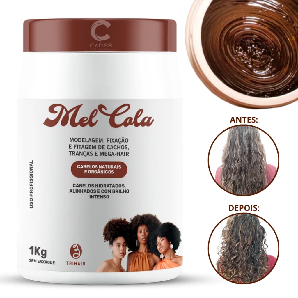 Mel Cola 1Kg Trihair - Modelagem, Fixação e Fitagem para cabelos Orgânicos, Crespos e Cacheados