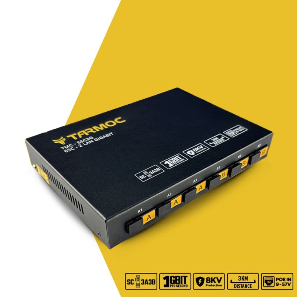 CONVERSOR DE MÍDIA FIBRA ÓPTICA TARMOC TMC-6SC2G-3A3B-P-V1 2 PORTAS RJ-45 - 1 GIGABYTE | 6 PORTAS SC