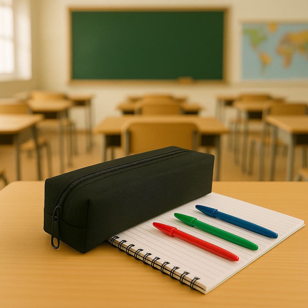 Estojo escolar faculdade preto liso