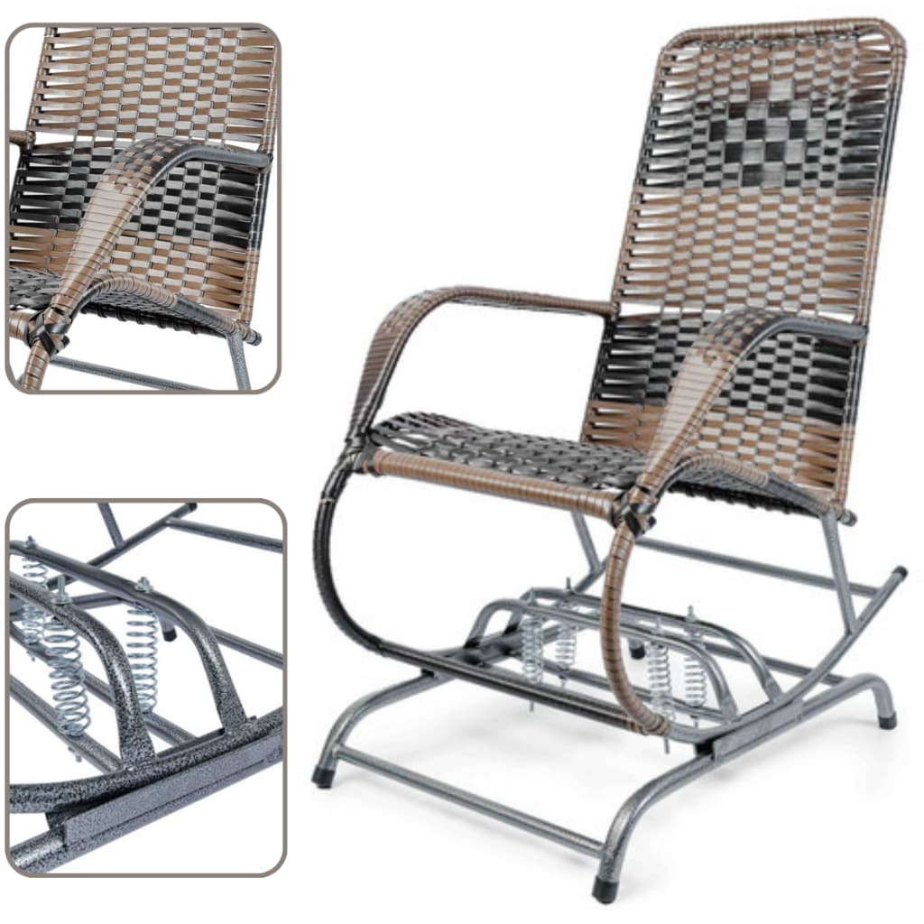 Cadeira Poltrona Vovo De Balanço 4 Molas Com Fibra Sintética Listrada Cor Marrom