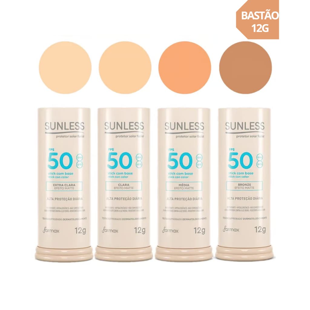 Protetor Solar Bastão Com Cor Base Stick Sunless FPS 50 12g