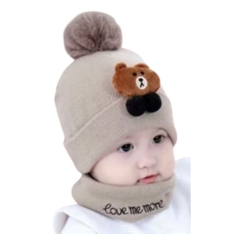 touca infantil bebê frio kits touca + cachecol inverno