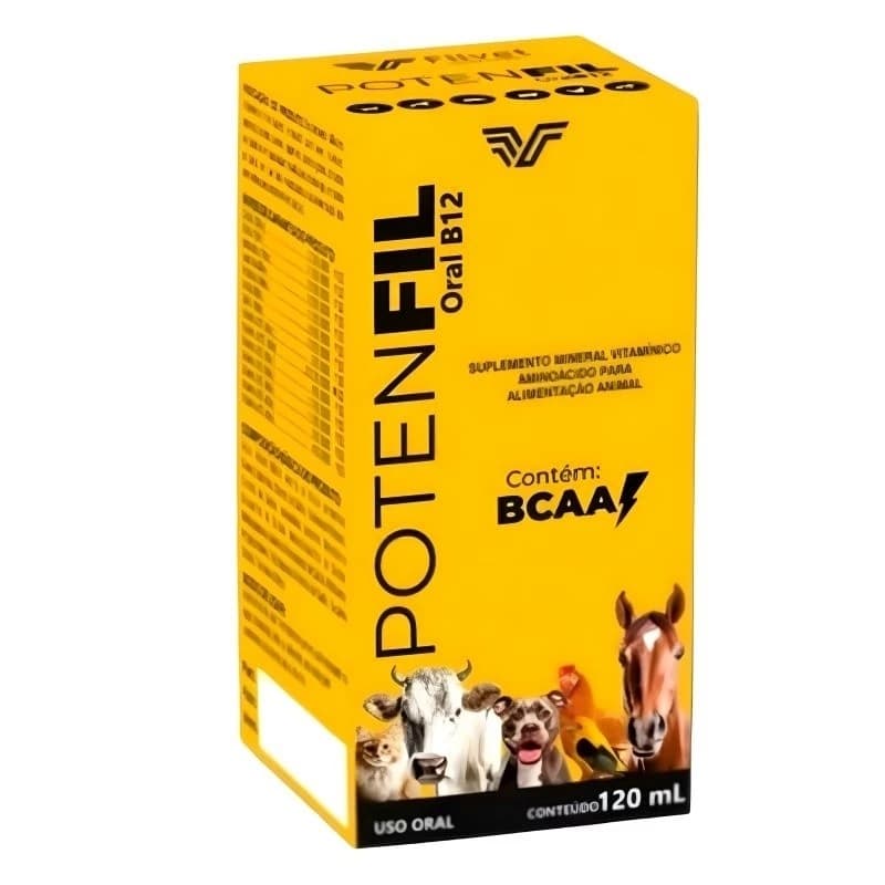 Potenfil B12 BCAA Suplemento Mineral, Vitamínico e Aminoácido, Força e Recuperação Muscular 120ml