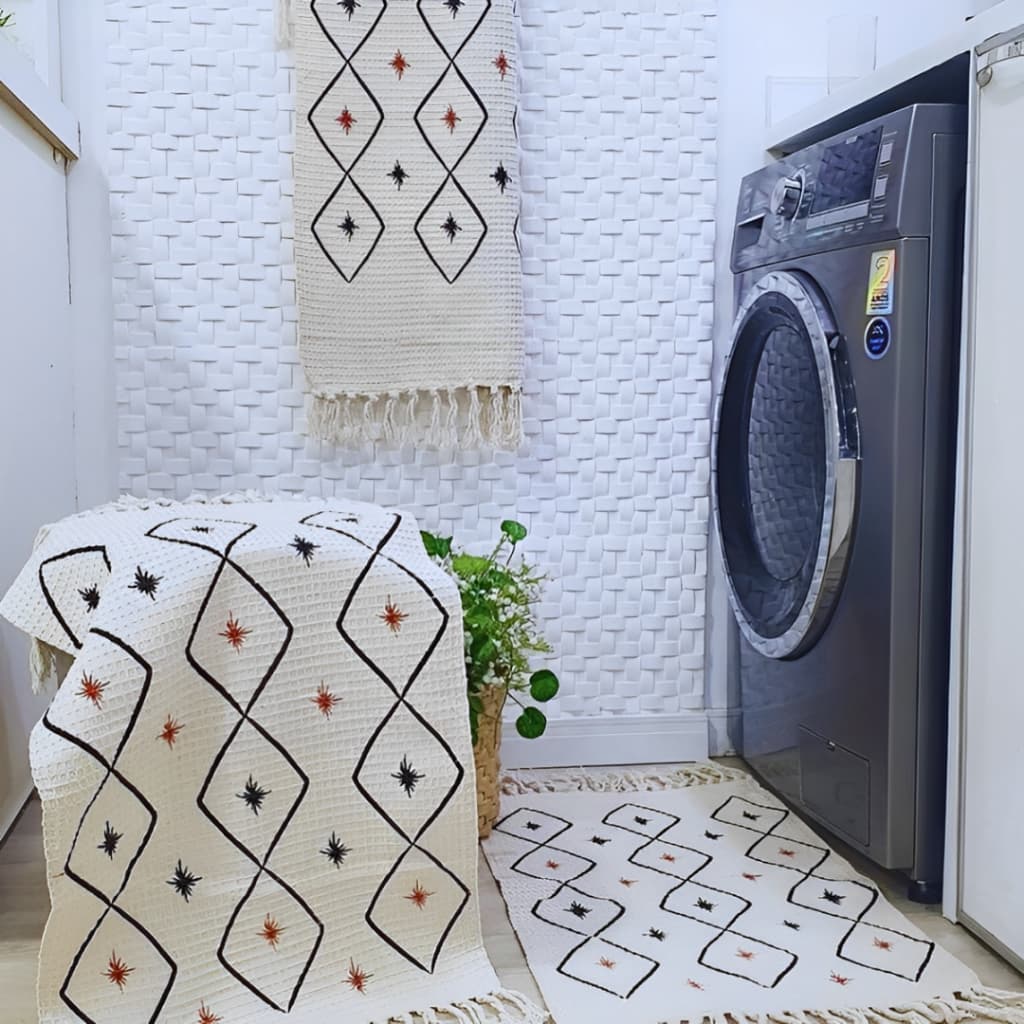 Jogo Passadeira 3 Peças de Tear Tapete de Cozinha Salas Corredores e ao lado da Cama