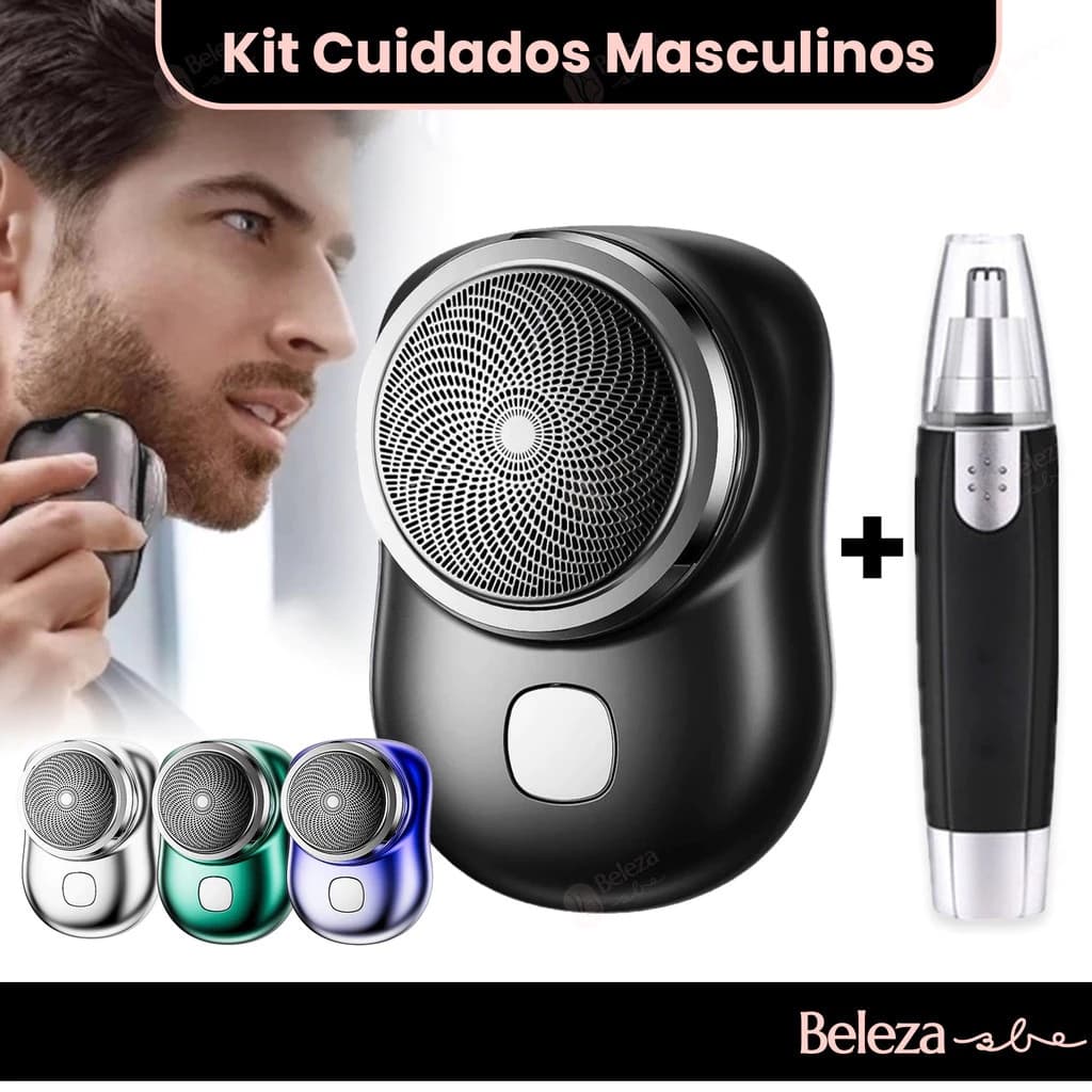 Kit Mini Barbeador EléTrico PortáTil À Prova D'áGua TIPO-C Aparador De Barba De Bolso