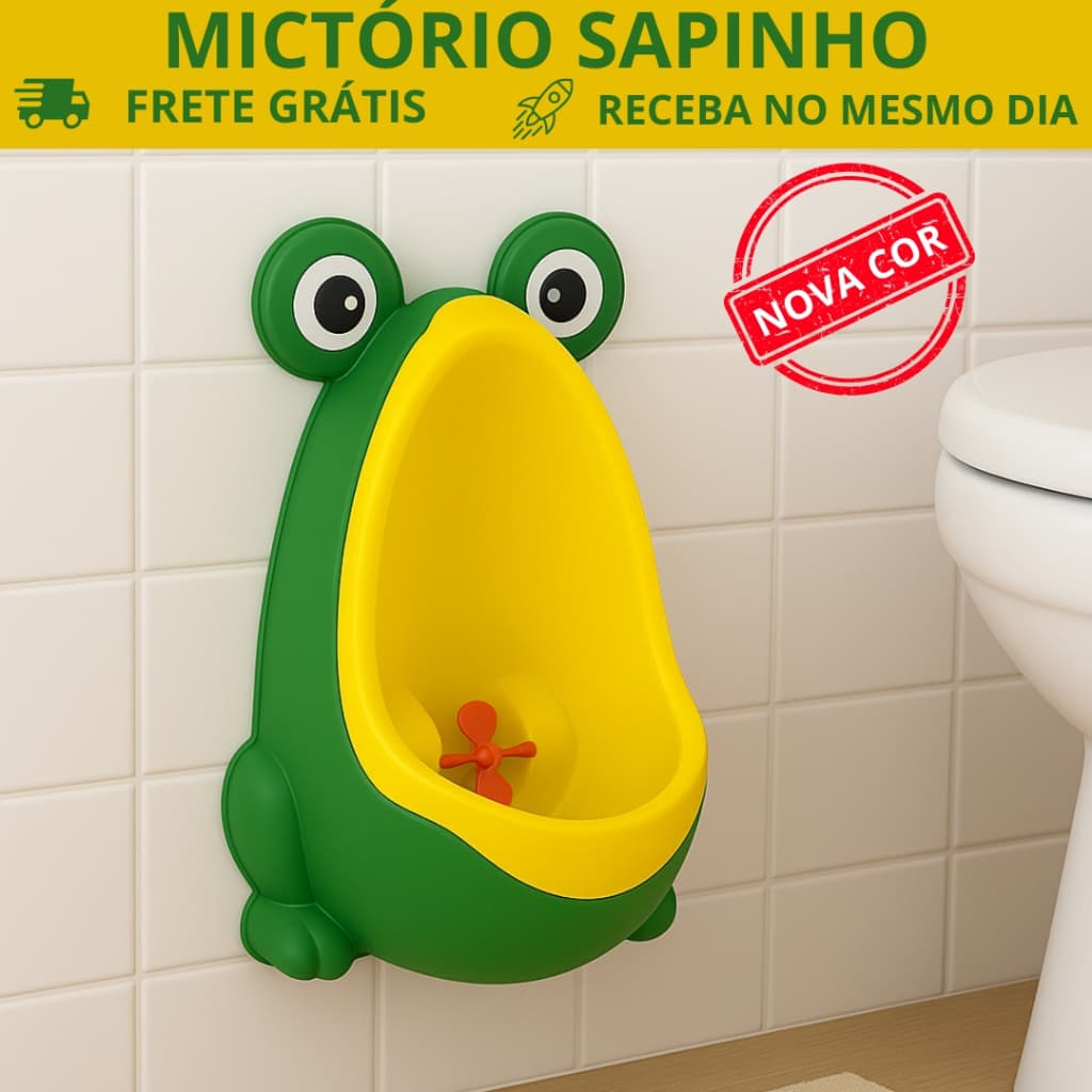 Mictorio Sapinho Pinico Verde  e Amarelo Desfralde Criança Treino Baby
